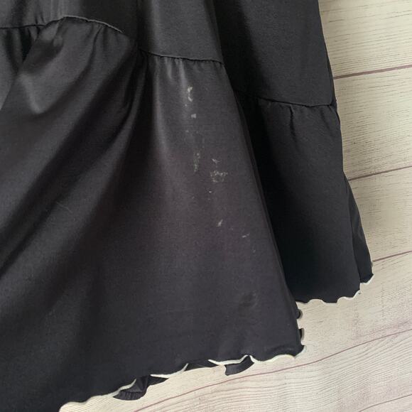 Vintage Black One Piece Skirted Swimsuit or Swimdress White Trim Built-in Cups - Picture 15 of 16